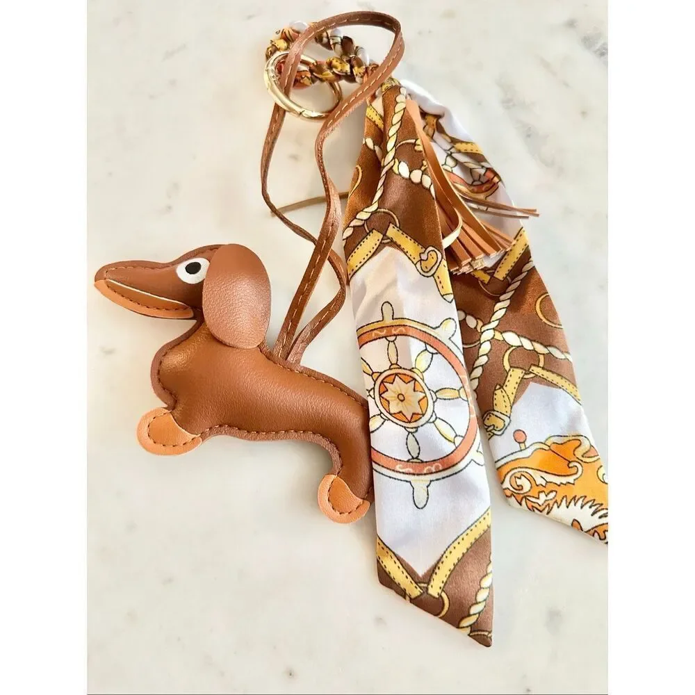 Light brown doxi / dachshund/ wiener dog purse charm